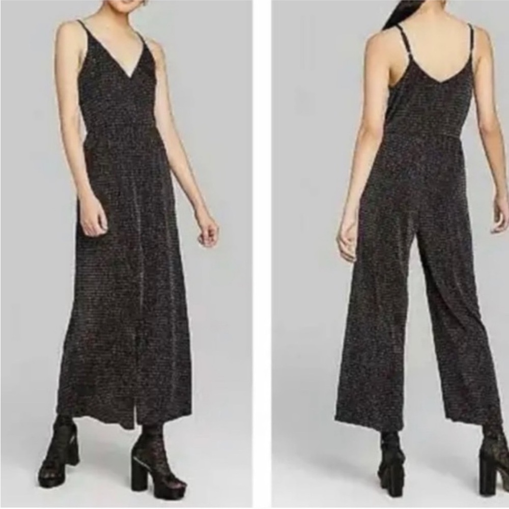 Wild Fable Black Glitter V-Neck Jumpsuit